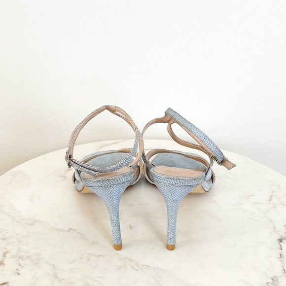 Stuart Weitzman Mariposa 80 Open Toe Sandals Metallic Periwinkle Size 9.5 - Picture 7 of 8
